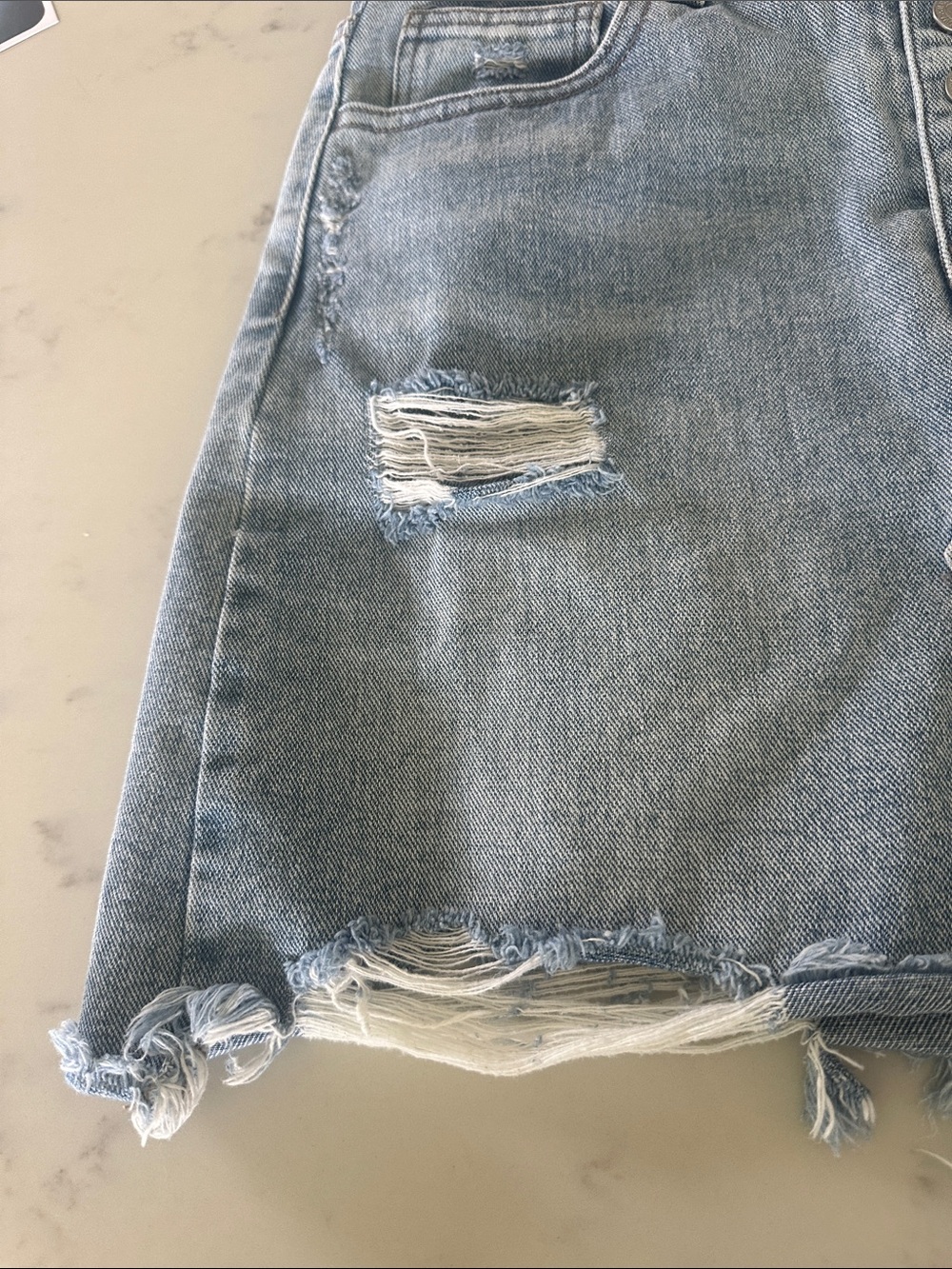 Distressed Light Blue Denim Mini Skirt - Picture 8 of 13